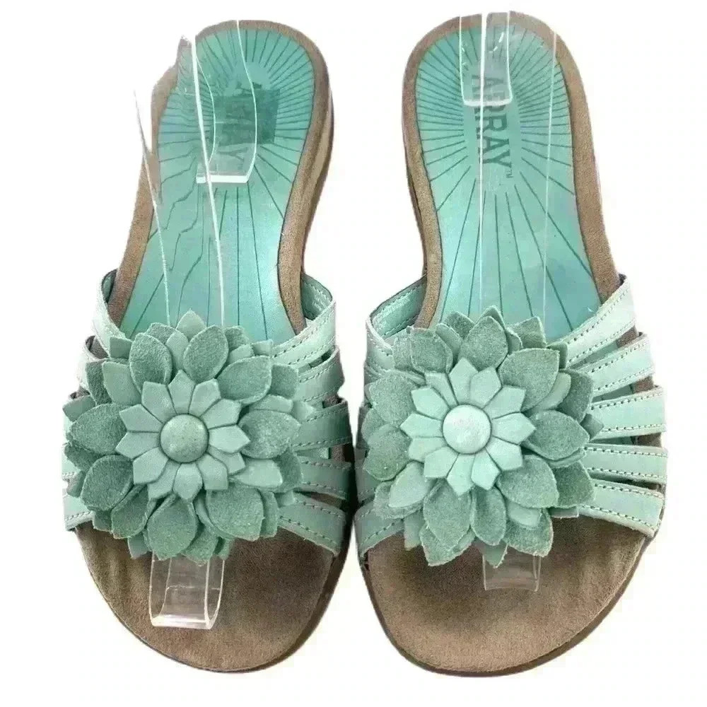 Array womens sandals size 6.5 blue leather floral resort costal - Picture 10 of 10
